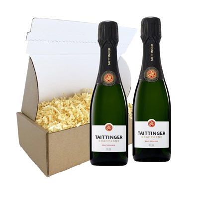 Taittinger Brut Champagne 37.5cl Duo Postal Box